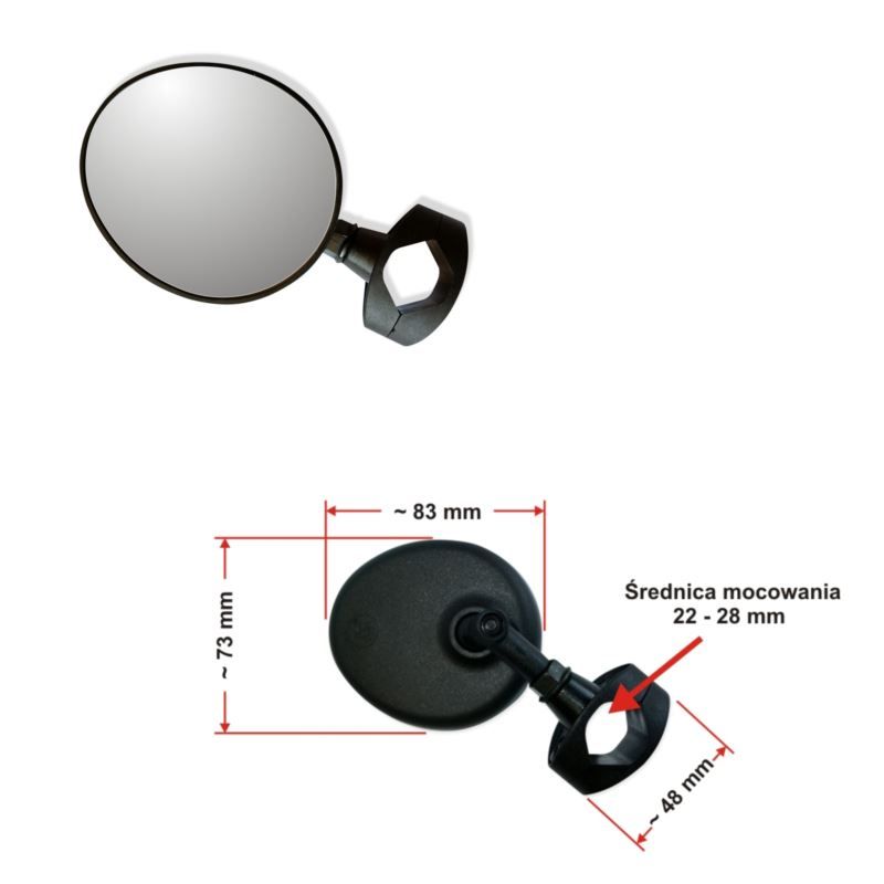 AJS MINI mirror with clamp, black