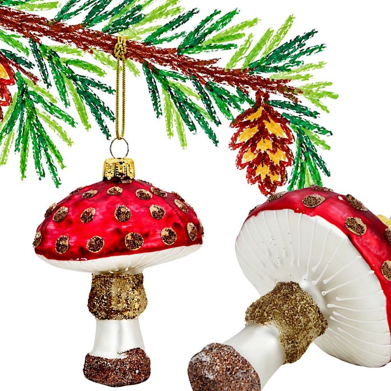 GLASS MUSHROOM BAUBLE 8.5 CM MICA