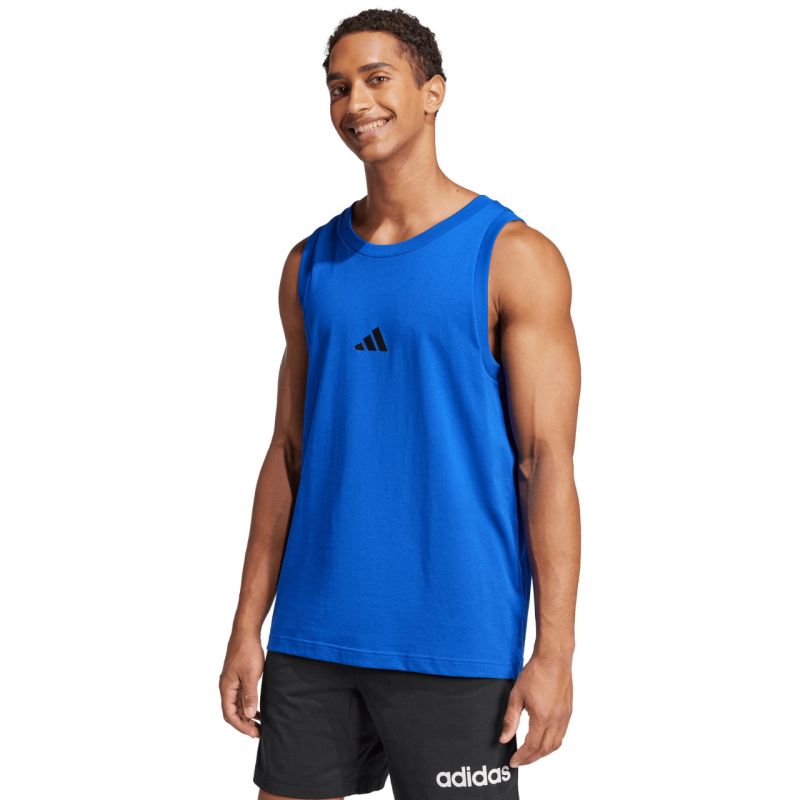 Men's adidas Essentials Small Logo Tank Blue JE8978