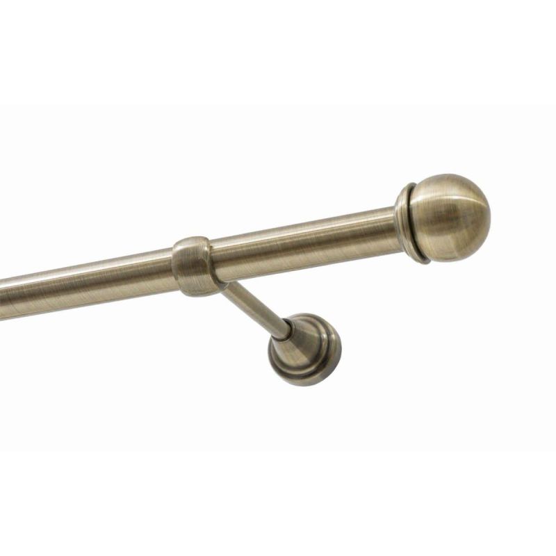 Single Curtain Rod Ø 19 mm, Antique Brass, 160 cm, MAX KOWALSKI Finial