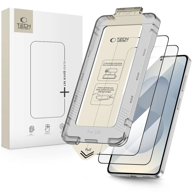 Tech-Protect Quick Set+ 2-Pack Tempered Glass for Samsung Galaxy S26 - Black