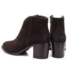 Cambell Stivali leather ankle with block heel, suede, chocolate, Cambell