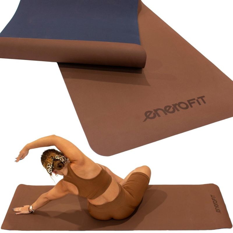 YOGA AND FITNESS MAT TPE ANTI-SLIP BROWN ENERO FIT