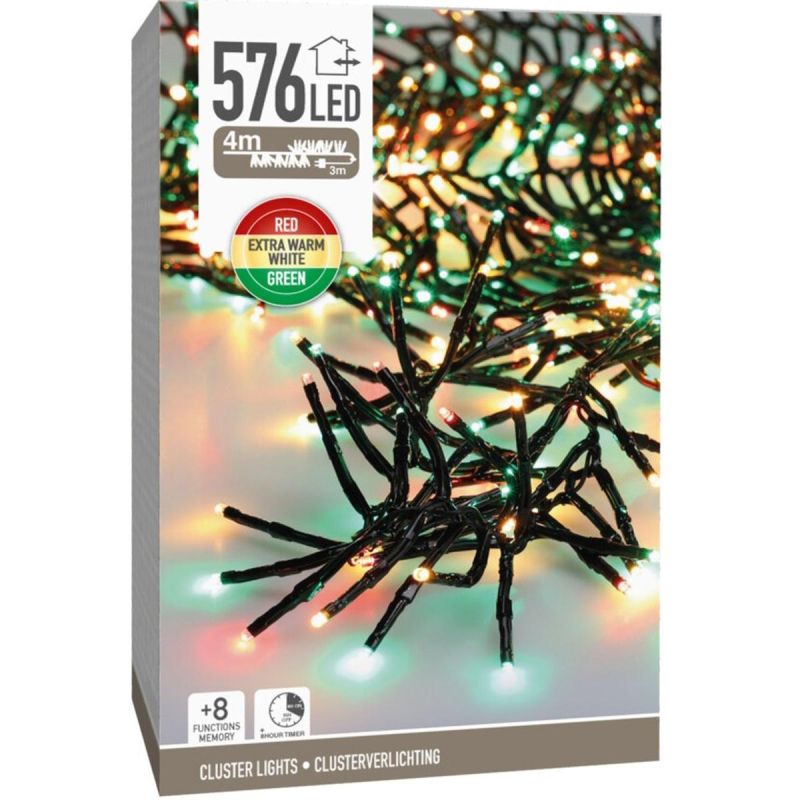 CHRISTMAS LIGHTS STRING LIGHTS 576 LED TIMER 3 COLOURS