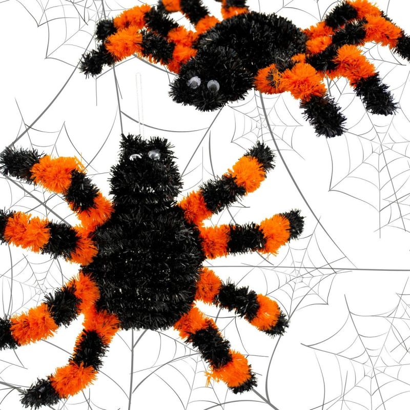HALLOWEEN SPIDER DECORATIVE FIGURINE ORANGE