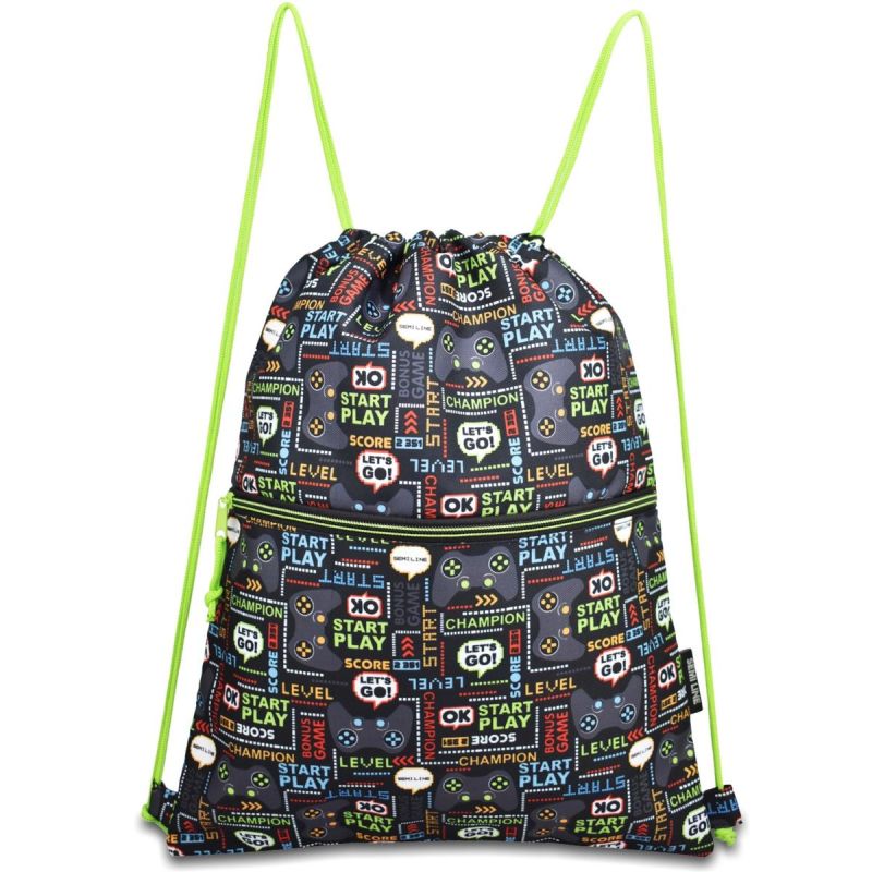 PREMIUM SCHOOL DRAWSTRING BAG/BACKPACK WITH PRINT SEMI LINE