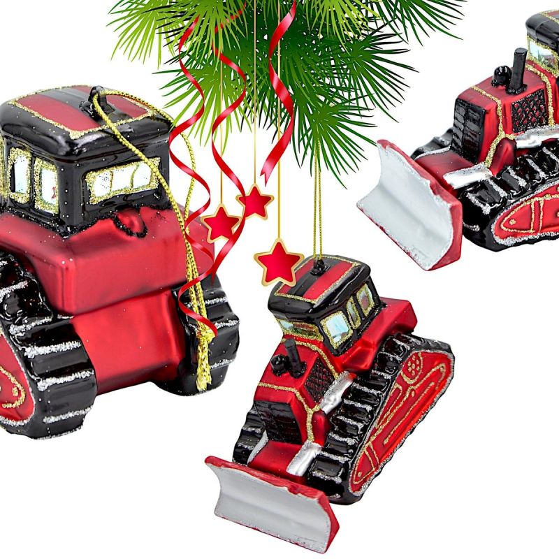 Mica Decorations Glass Bulldozer Bauble