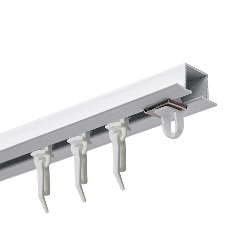 White Single Aluminium Ceiling Track MS ZERO 400 cm, Set with Safety-Pin Gliders, KOWALSKI