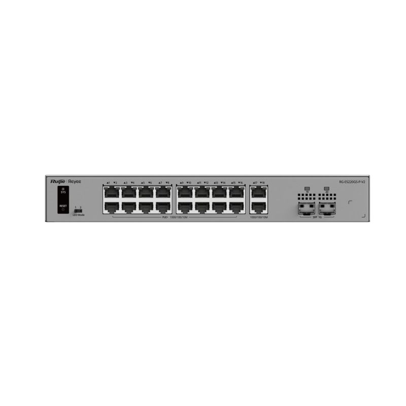 POE SWITCH RG-ES220GS-P-V2, 16-PORT + 2X UPLINK + 2X SFP REYEE