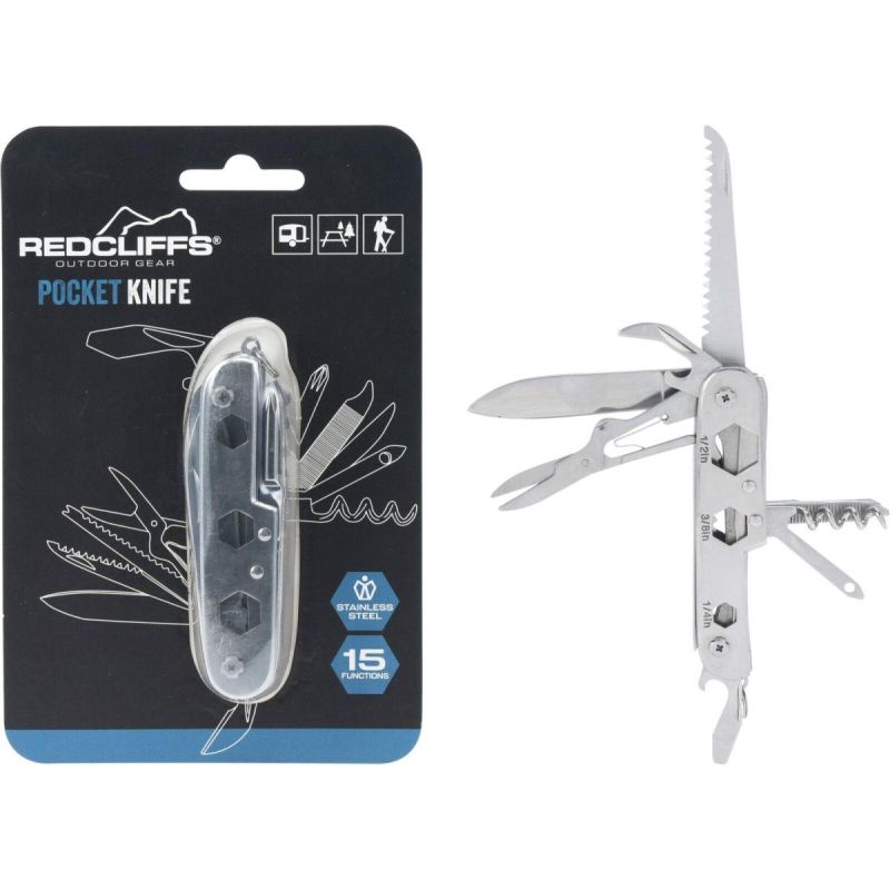 SURVIVAL TOURIST KIT 15-IN-1 POCKET KNIFE SILVER