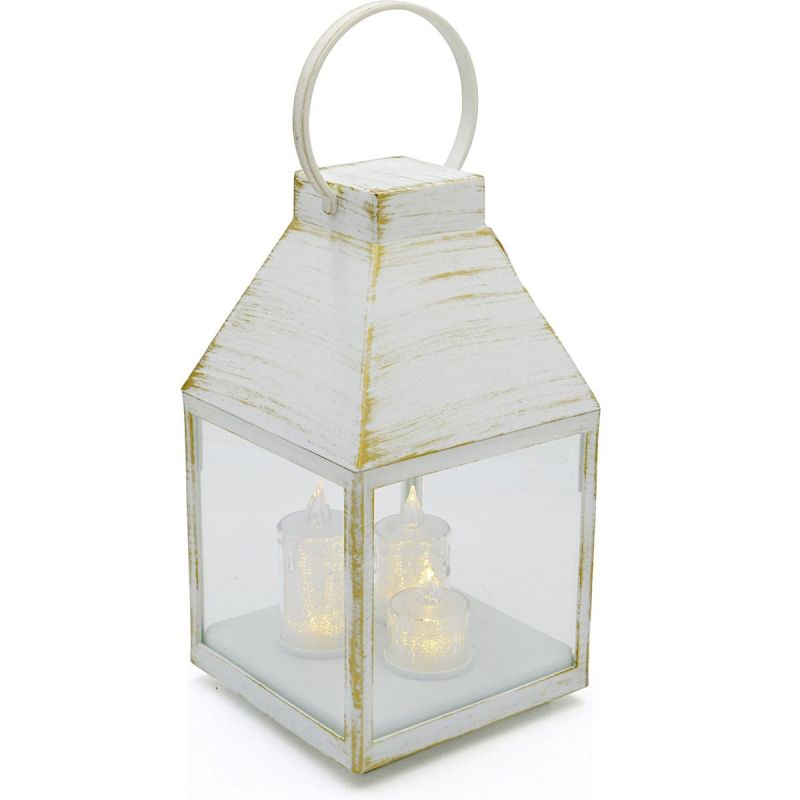 ADVENT LANTERN RORATY LED LANTERN 25CM 3 CANDLES WHITE