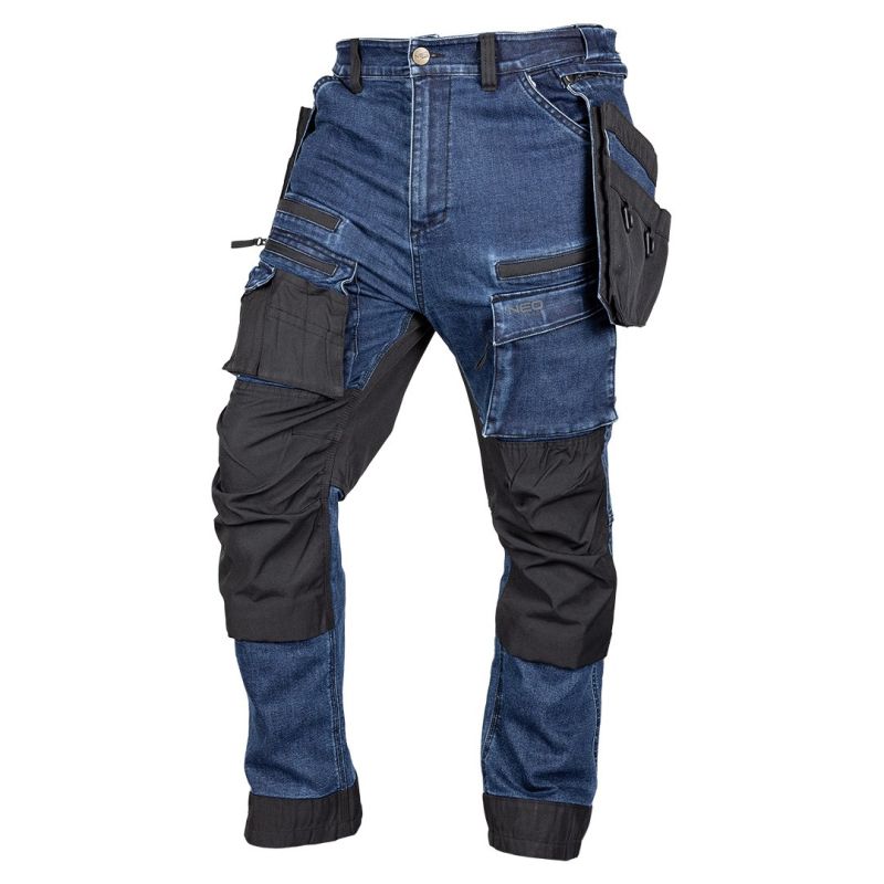 DENIM WORK TROUSERS WITH CORDURA REINFORCEMENTS, NAVY BLUE, SIZE M