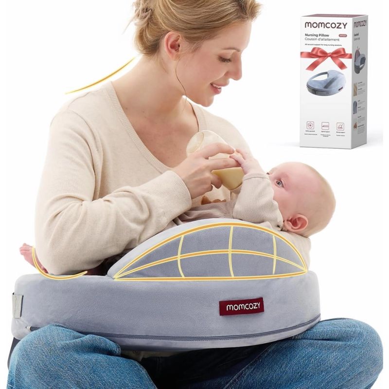 Momcozy Exclusive Nursing Pillow | Memory Foam Nursing Pillow | Gray