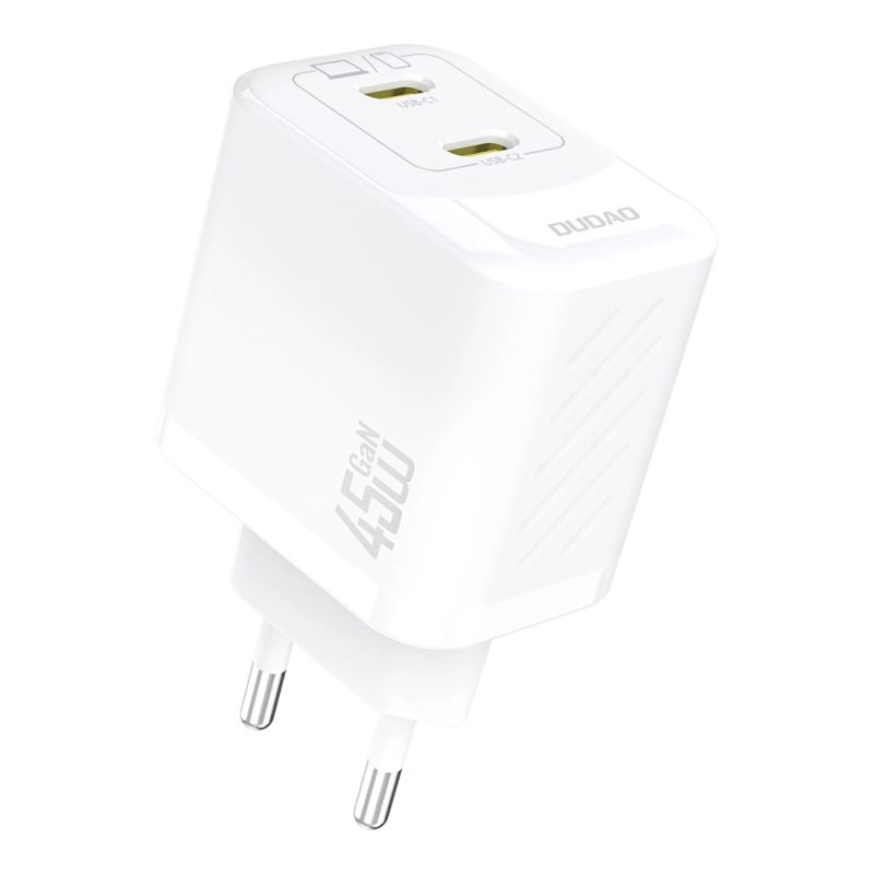 Dudao A28PEU PD 45W GaN 2xUSB Wall Charger - White
