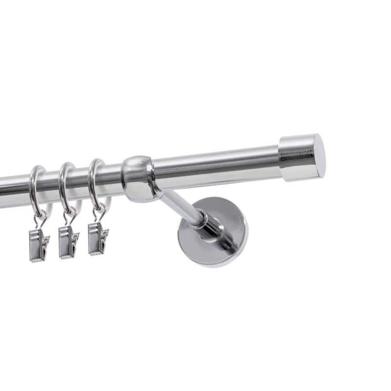 Single Curtain Rod Ø 19 mm Chrome 320 cm LUNA with Rings KOWALSKI
