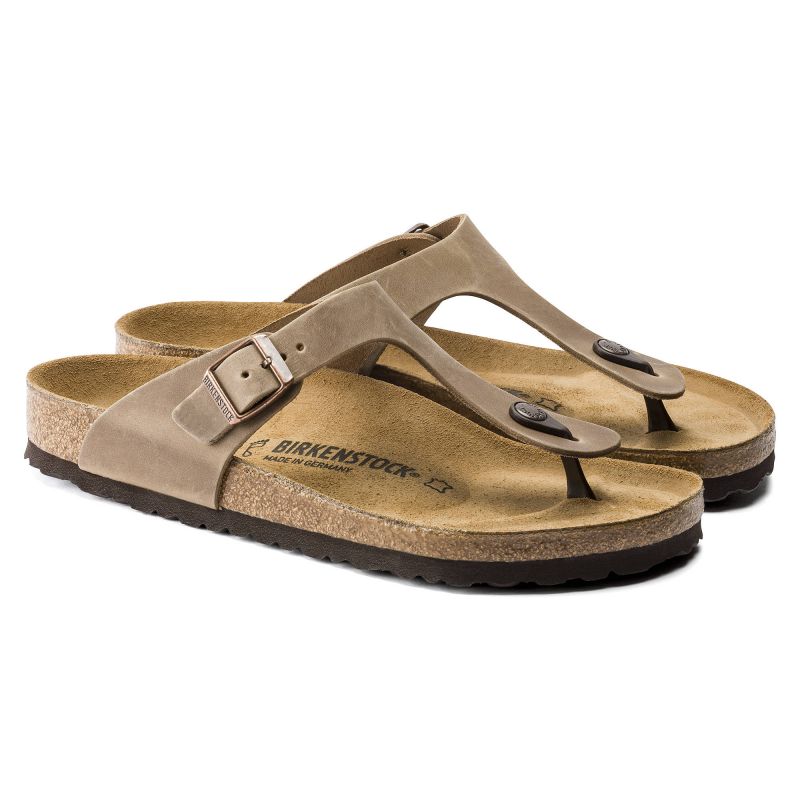 Birkenstock Infradito Gizeh Oiled Leather Tobacco Narrow