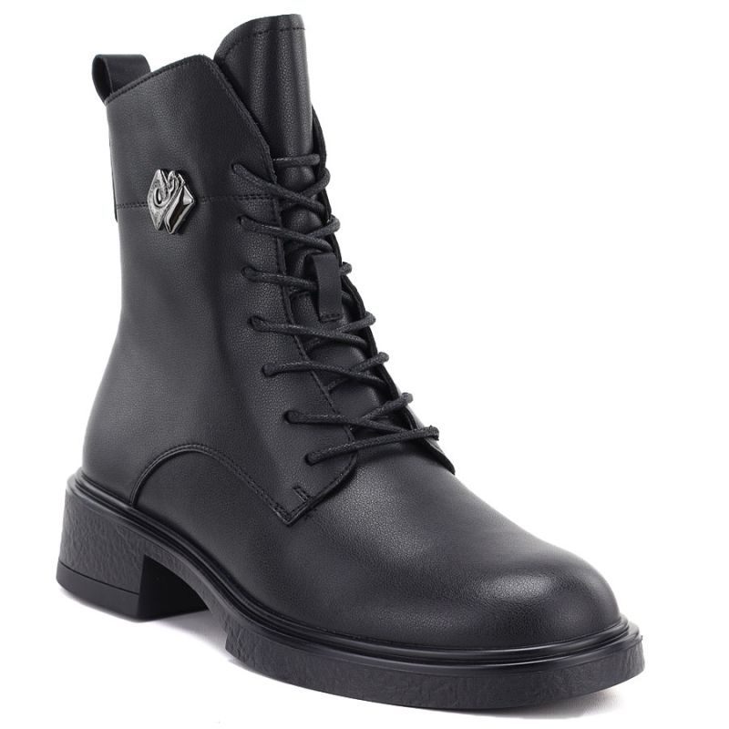Women's leather ankle boots, black, D&A S.Barski MK62-7014