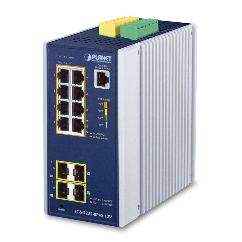 Planet IGS-5225-8P4S-12V Industrial L2+ Managed Switch