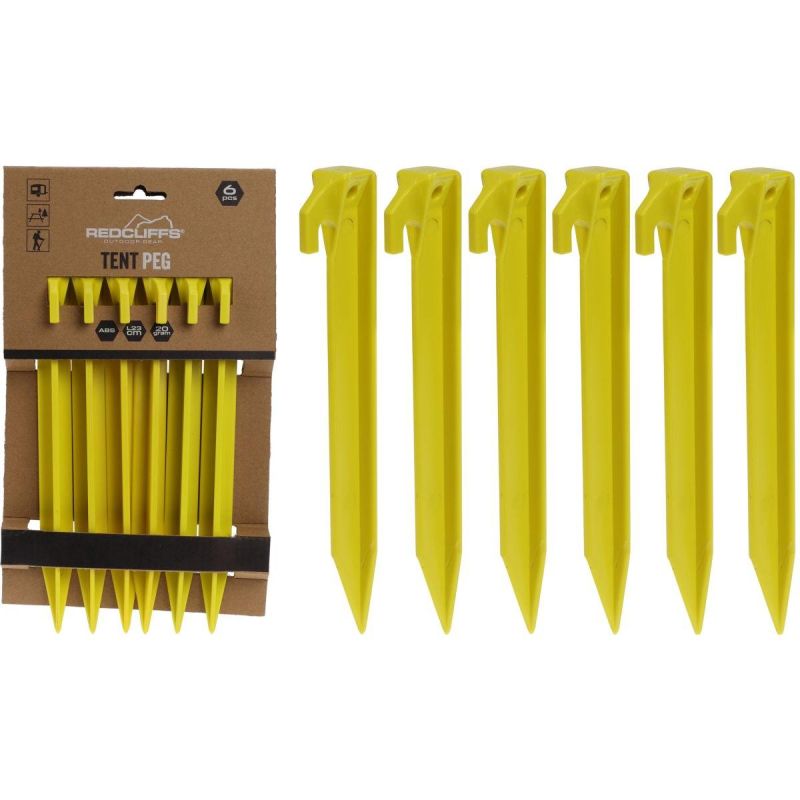 TENT PEGS 23CM SET OF 6 PLASTIC REDCLIFFS