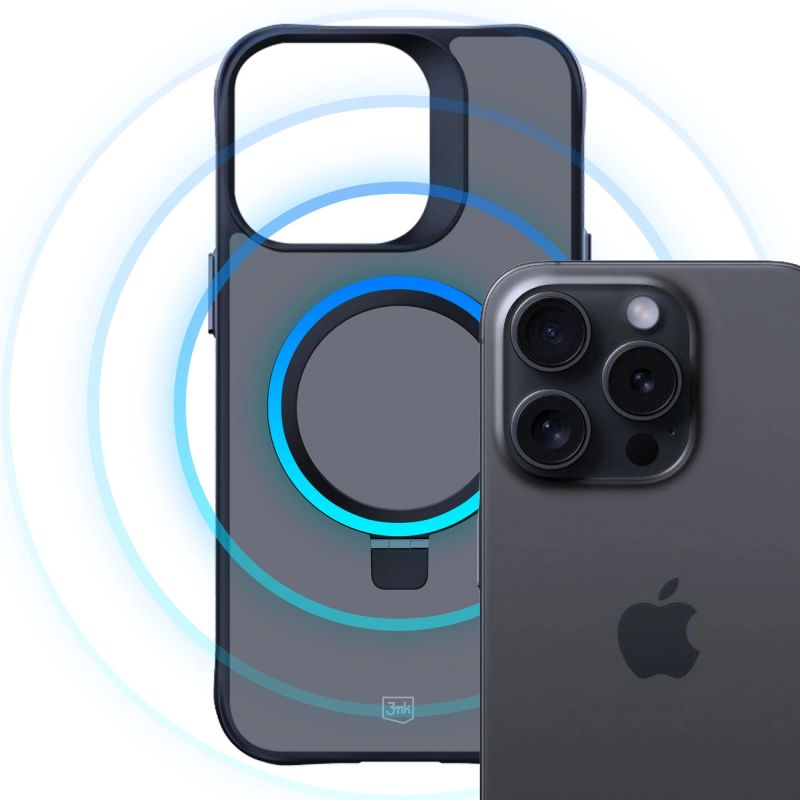 3mk Smoke Case Mag&Stand for Apple iPhone 16 pro max - black