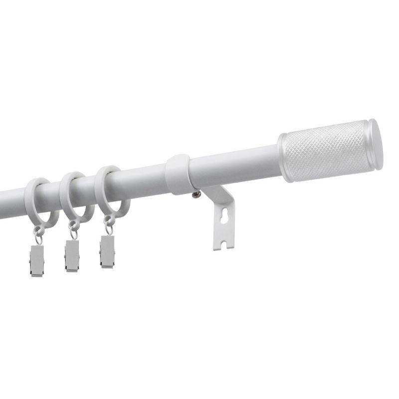 Extendable Single Curtain Rod Ø 19 mm GAMA, White, 200–300 cm, with Rings – KOWALSKI