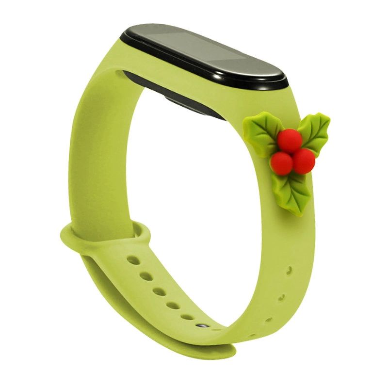 Strap Xmas for Xiaomi Mi Band 3 / 4 Christmas Silicone Strap Bracelet with Holly - Green