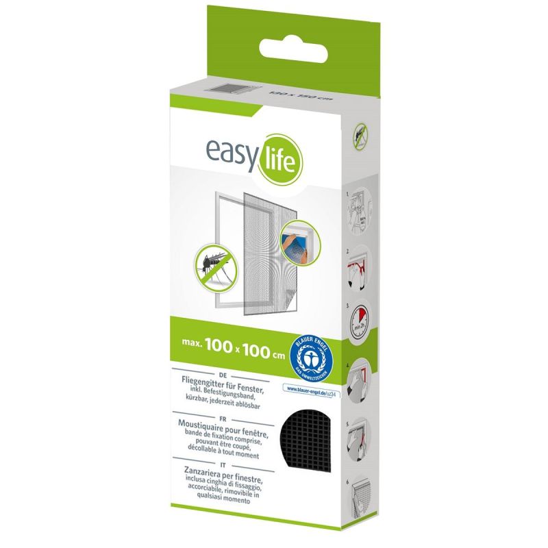 MOSQUITO NET WINDOW 100X100 BLACK POLYESTER + VELCRO TAPE