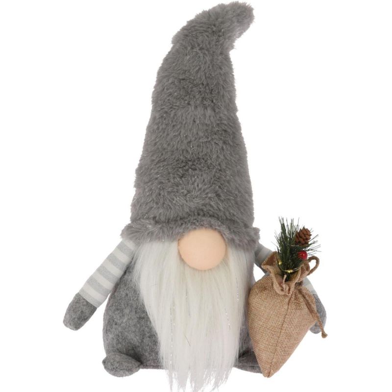 DECORATIVE PLUSH LED gnome 38CM GRAY
