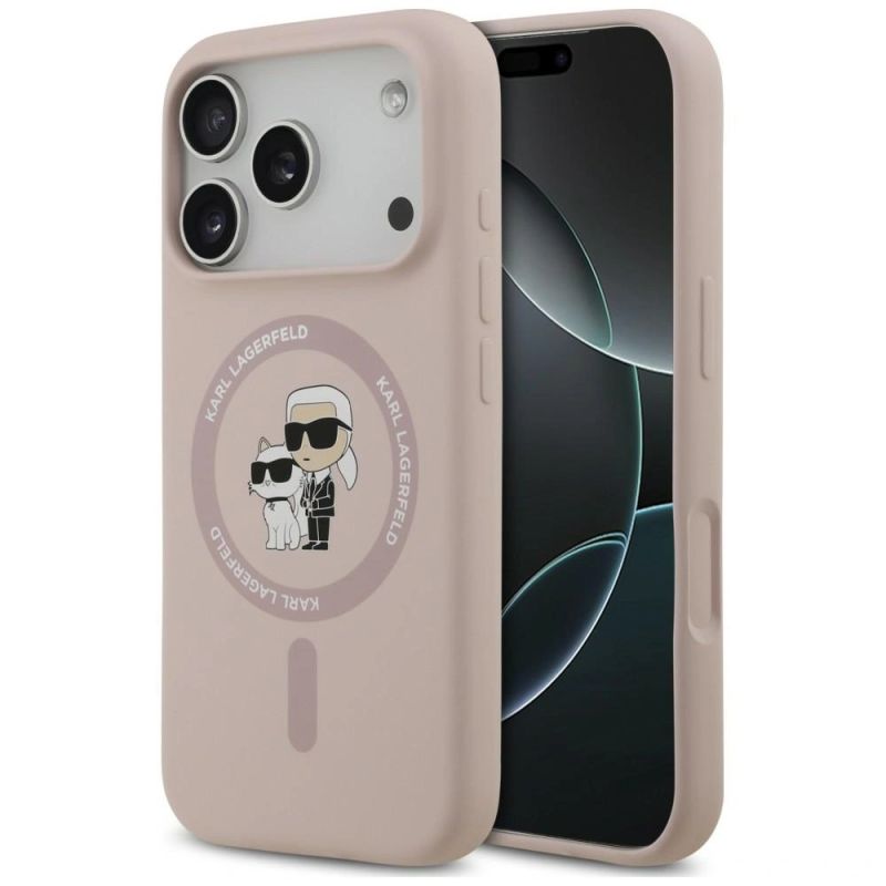 Karl Lagerfeld Silicone Karl&Choupette Ring MagSafe Case for iPhone 18 Pro / 17 Pro – Black