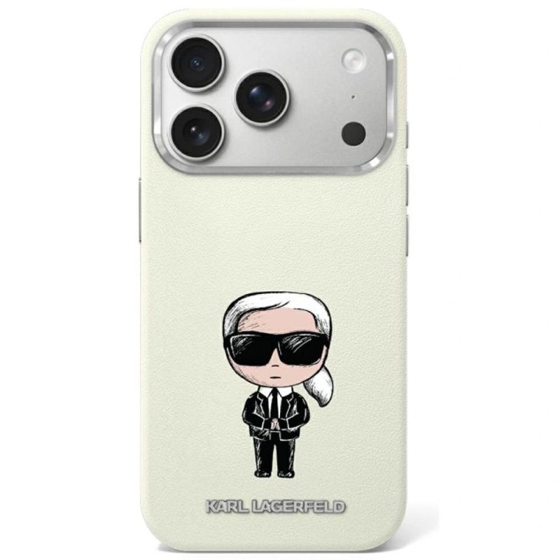 Karl Lagerfeld Smooth Ikonik Sketch MagSafe Case for iPhone 18 Pro / 17 Pro - Beige