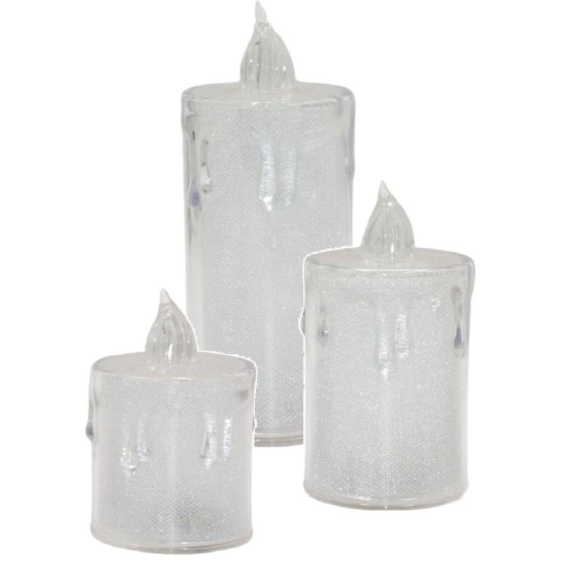 DECORATIVE CANDLE 3 PCS TRANSPARENT WARM WHITE 1 LED