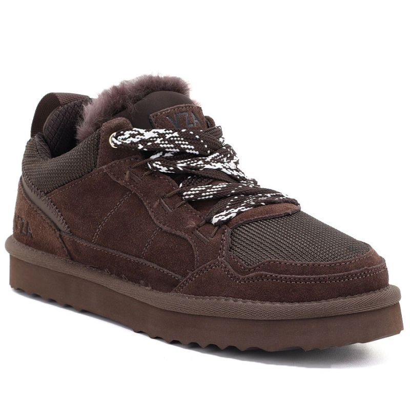 Women’s leather ankle boots, warm-lined shoes in chocolate brown Vinceza 102670