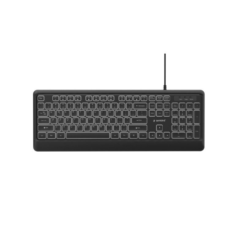GEMBIRD SLIM WIRED KEYBOARD WITH BACKLIGHT, BLACK, US LAYOUT