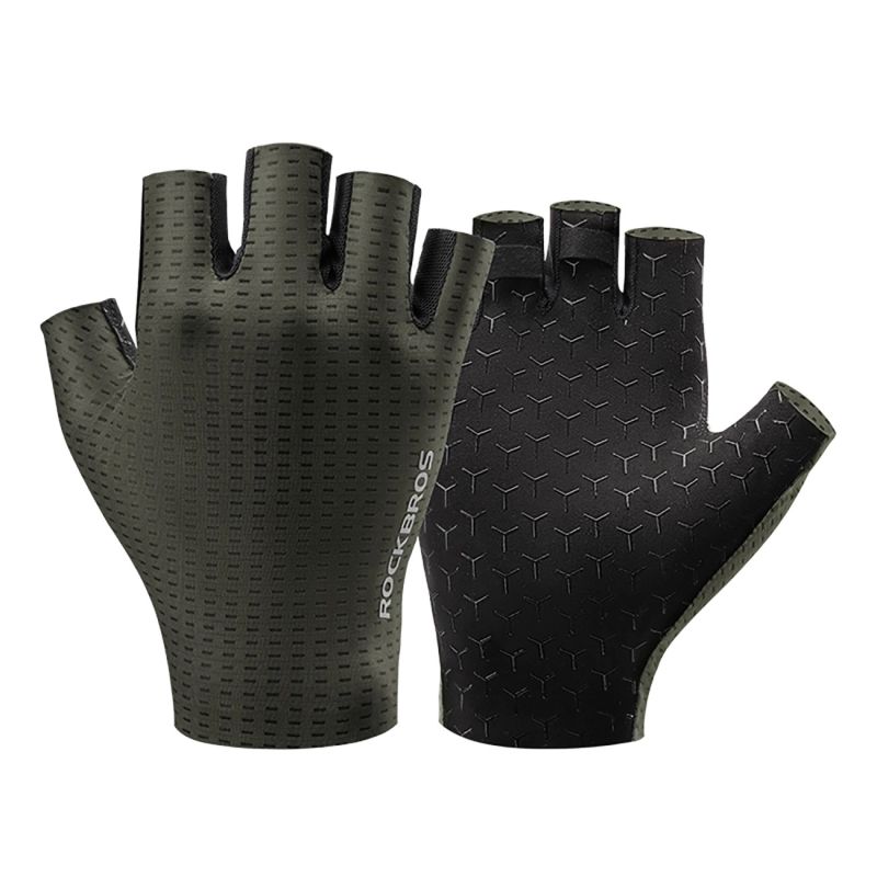 Rockbros Breathable Short Finger Cycling Gloves, Size: S - Green