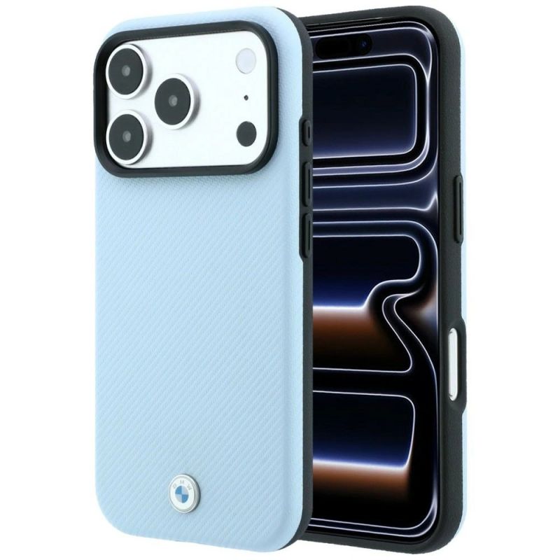 BMW Kevlar Metal Logo MagSafe Case for iPhone 18 Pro Max / 17 Pro Max – Blue