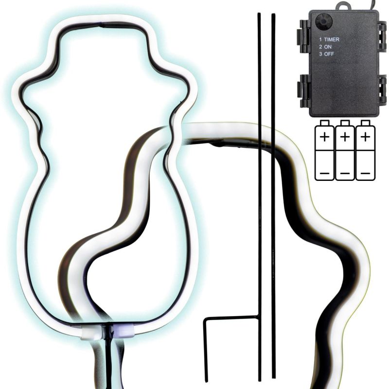 NEON SNOWMAN WHITE 81 LED BATTERY-OPERATED 14.5x96CM LUCA