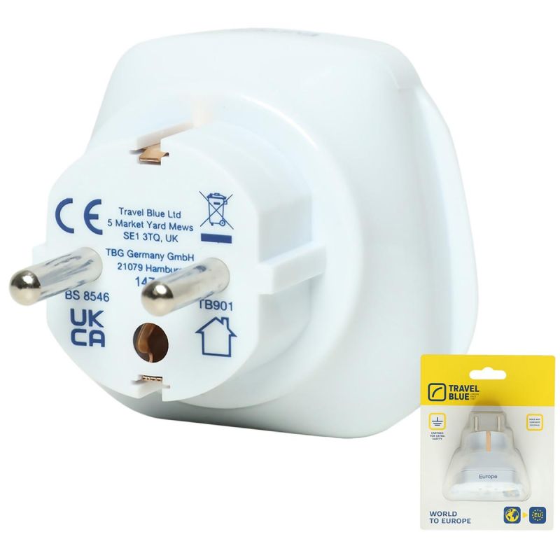 TRAVEL BLUE UNIVERSAL WORLD TO SCHUKO TRAVEL ADAPTER