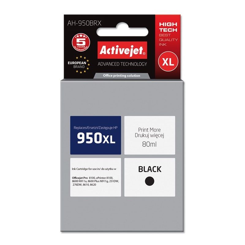 Activejet AH-950BRX Ink (replaces HP 950XL CN045AE; Premium; 80 ml; black)