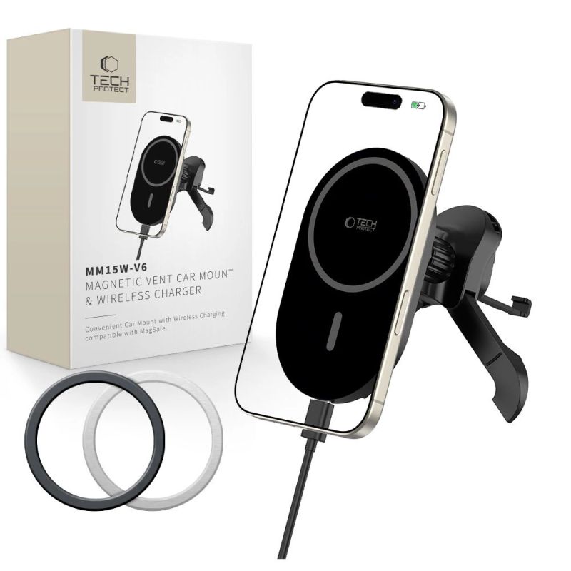 Tech-Protect MM15W-V6 Magnetic MagSafe Car Air Vent Holder - Black