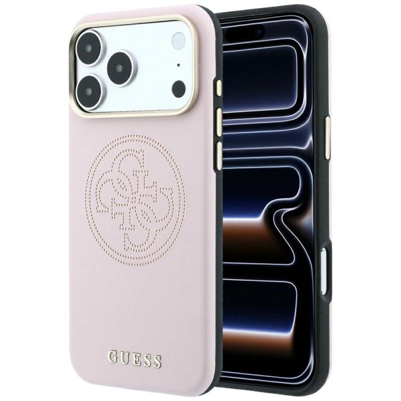 Guess Perforated 4G Gold Logo Magsafe Case for iPhone 17 Pro / 18 Pro - Pink