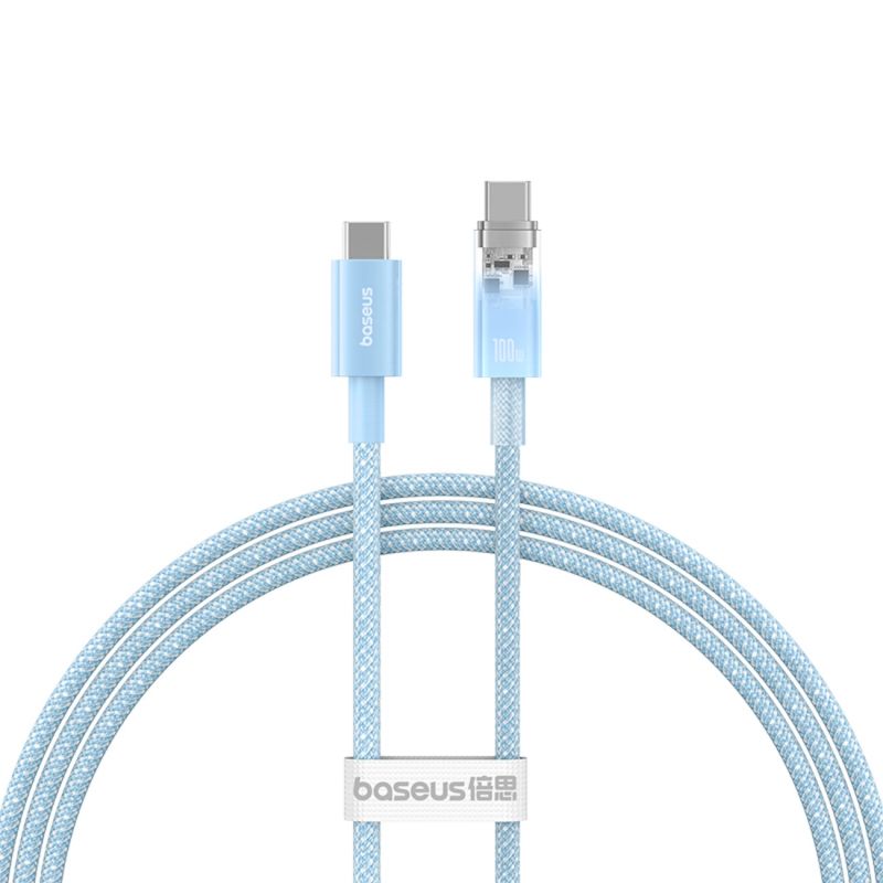 Baseus Explorer 100W USB-C - USB-C Cable with Intelligent Temperature Sensor 1m - Blue