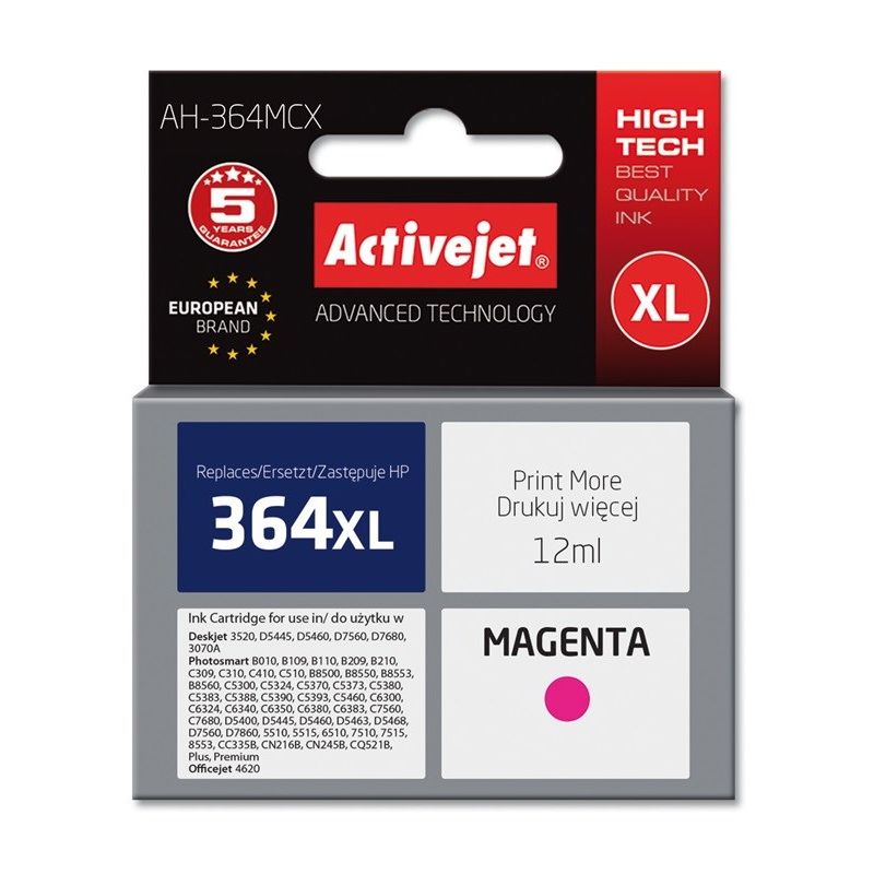 Activejet AH-364MCX Ink (replaces HP 364XL CB324EE; Premium; 12 ml; red)