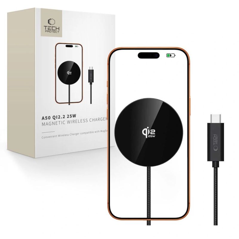 Tech-Protect A50 MagSafe 25W QI2.2 Wireless Charger - Black