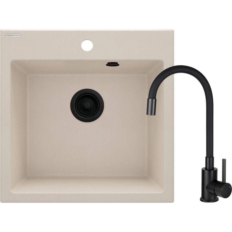 Granite sink with a single-bowl tap