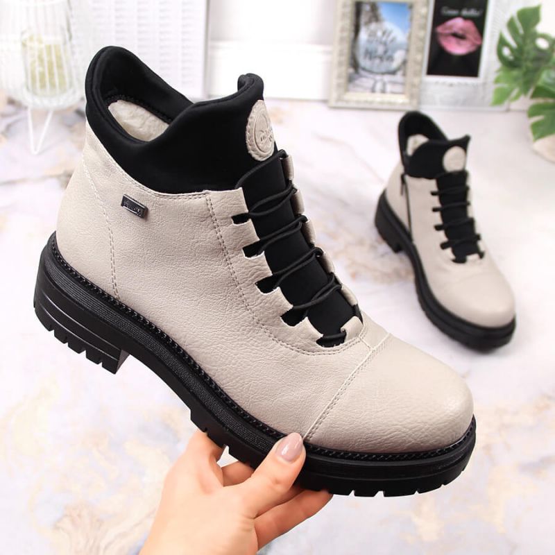 Waterproof, Comfortable Beige Women’s Insulated Ankle Boots Rieker Y3163-60