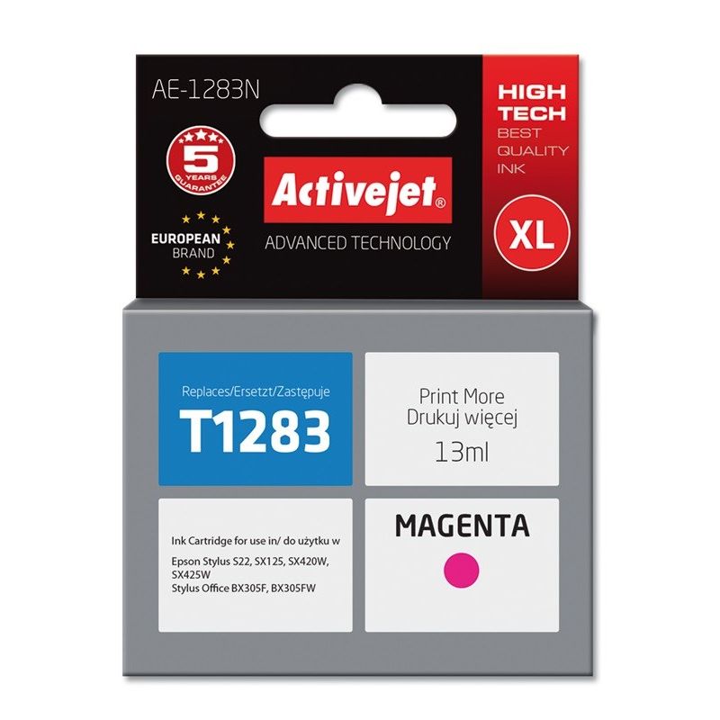 Activejet AE-1283N Ink (replaces Epson T1283; Supreme; 13 ml; red)