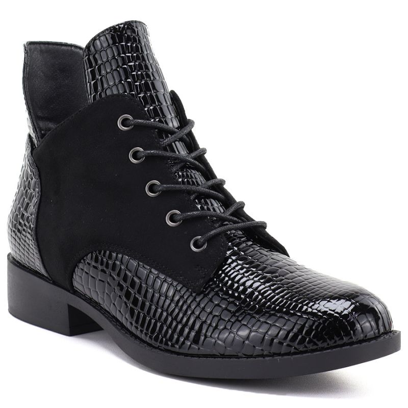 Women's patent leather ankle boots, black, Vinceza HX27-16524
