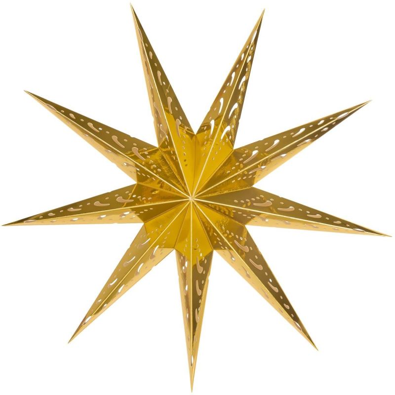 PAPER DECORATION STAR DIA. 45 CM 9 ARMS GOLD