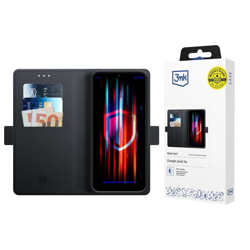 3mk Wallet Case for Google Pixel 9A - Black