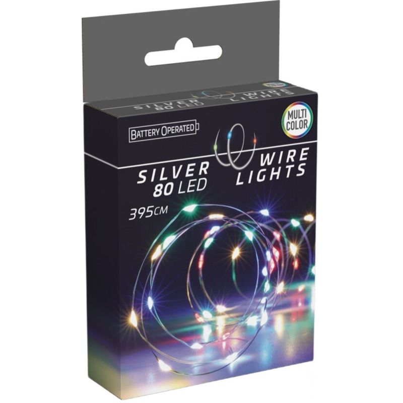BATTERY-OPERATED WIRE LAMPS GARLAND 80 LED MULTICOLOR